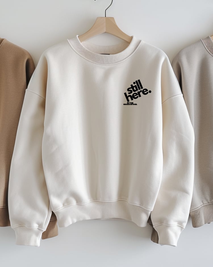 Unisex sweatshirt mockup from Testimony in Cotton apparel line.