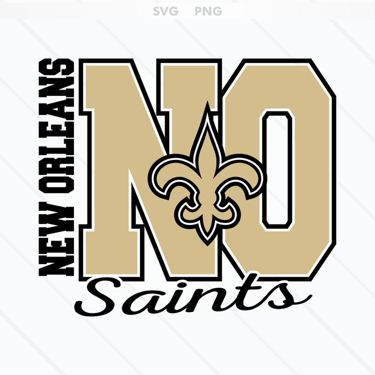 New Orleans Saints logo featuring a sharp, gold fleur-de-lis on a black background, available in SVG and PNG formats
