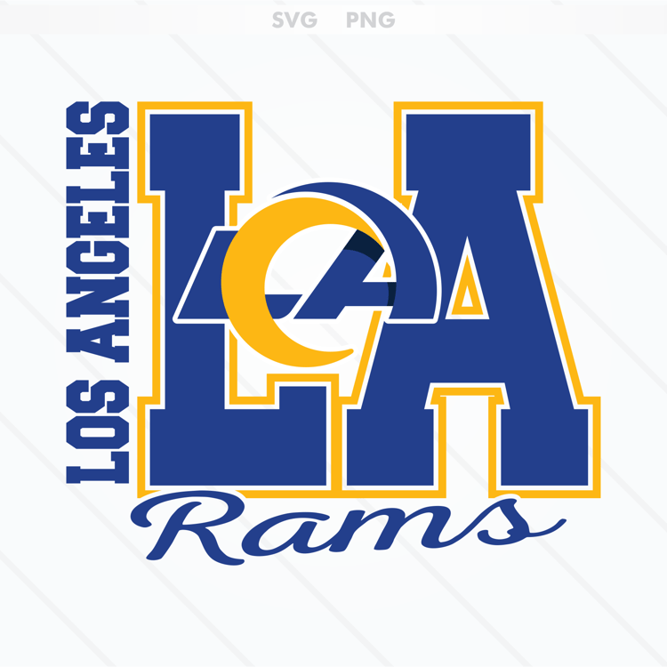 Los Angeles Rams logo featuring a sleek ram’s head in blue and gold, available in SVG and PNG formats