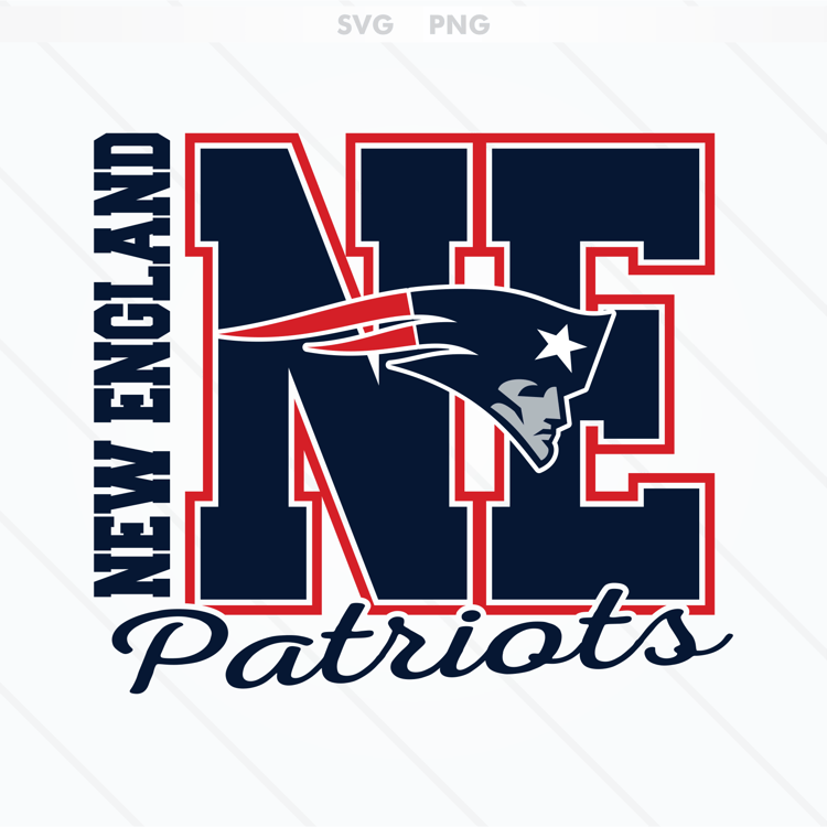 New England Patriots logo featuring a bold patriot head in red, white, and blue, available in SVG and PNG formats