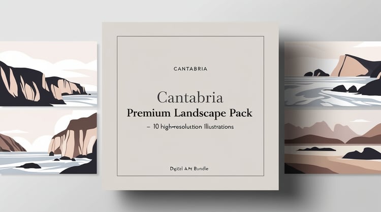 Cantabria Premium Landscape Pack – 10 High-Resolution Illustrations