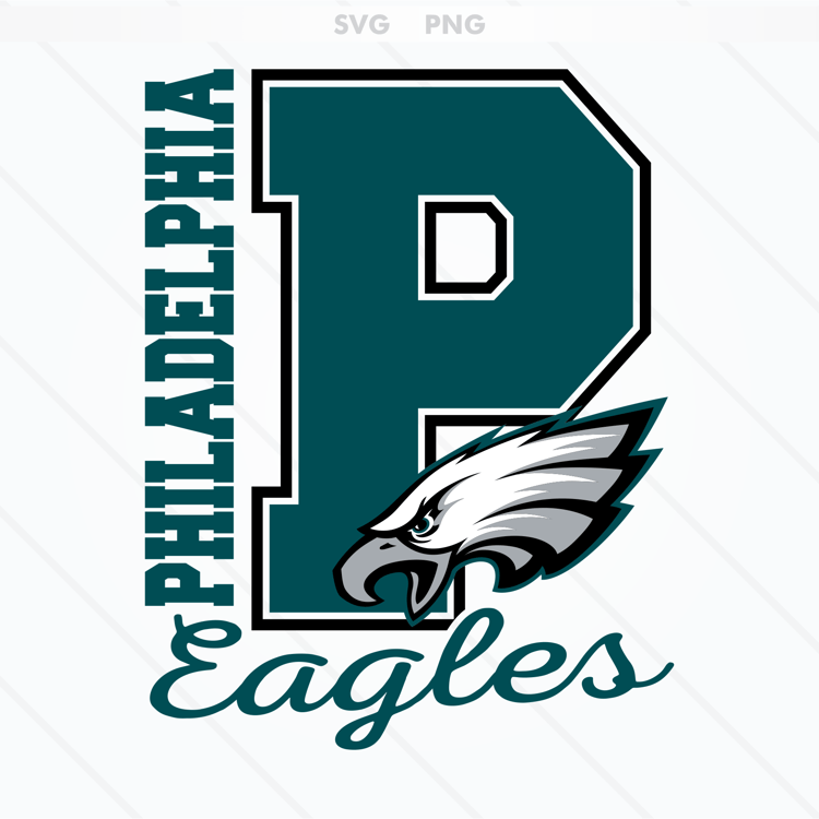 Philadelphia Eagles logo featuring a powerful eagle head in green, white, and silver, available in SVG and PNG formats.