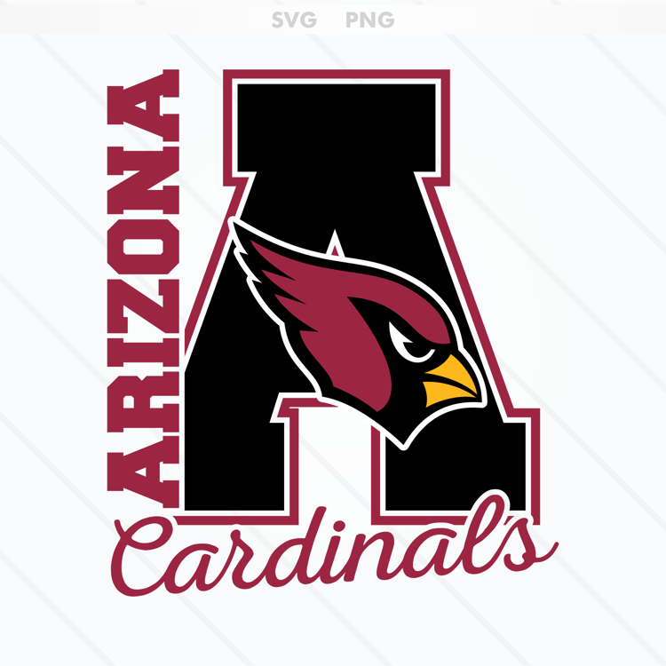 Arizona Cardinals logo featuring a bold red cardinal head with black and yellow accents, available in SVG and PNG formats.