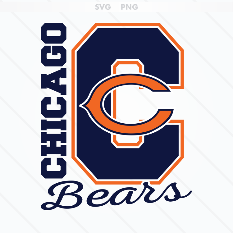 Chicago Bears logo featuring a bold orange "C" with a navy blue outline, available in SVG and PNG formats.