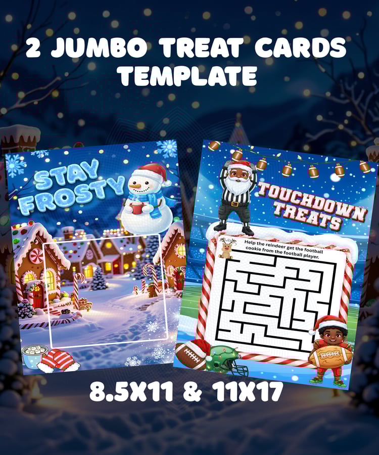 christmas treat card template  jumbo treat card printable  holiday treat card bundle  christmas classroom printable  kids christmas activity card  winter treat holder template  football christmas treat card  stay frosty treat card  touchdown treats printa
