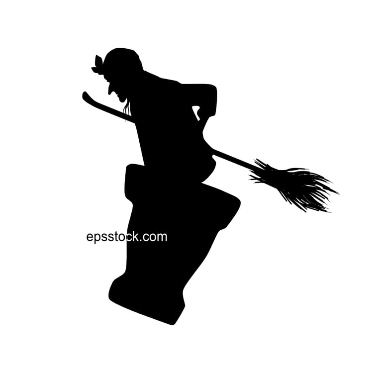 Baba Yaga symbol, black isolated silhouette