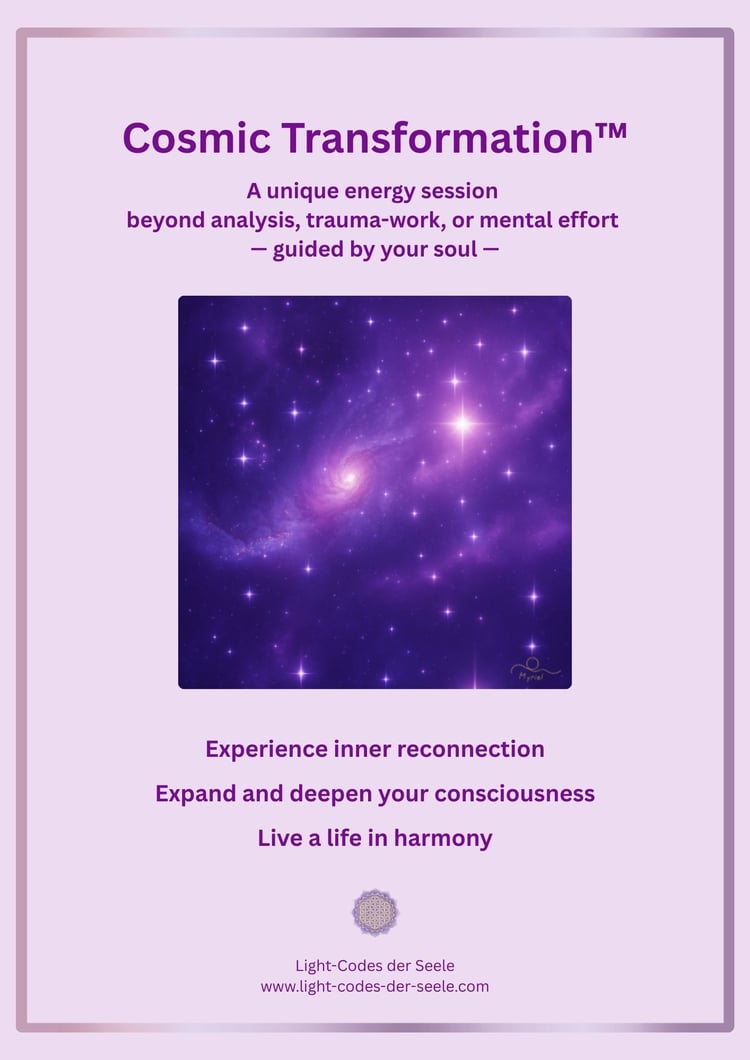 Cosmic Transformation™ energy session cover — soul-guided light codes in purple cosmic design.
