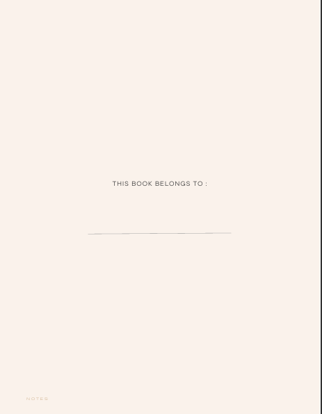 "Personalization page from JOURNAL 365 DAYS PLANNER with the text THIS BOOK BELONGS TO: and a blank line for name – clean minimalist design for daily journaling and year-long reflection."