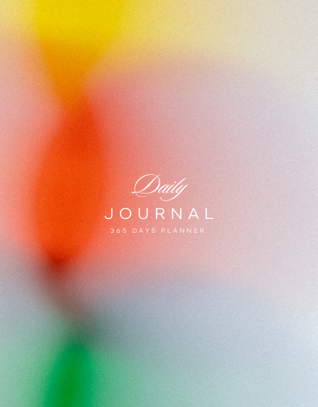 "Cover of JOURNAL 365 DAYS PLANNER with clean minimalist typography – printable daily planner for year-long reflection, goal setting, and personal growth."