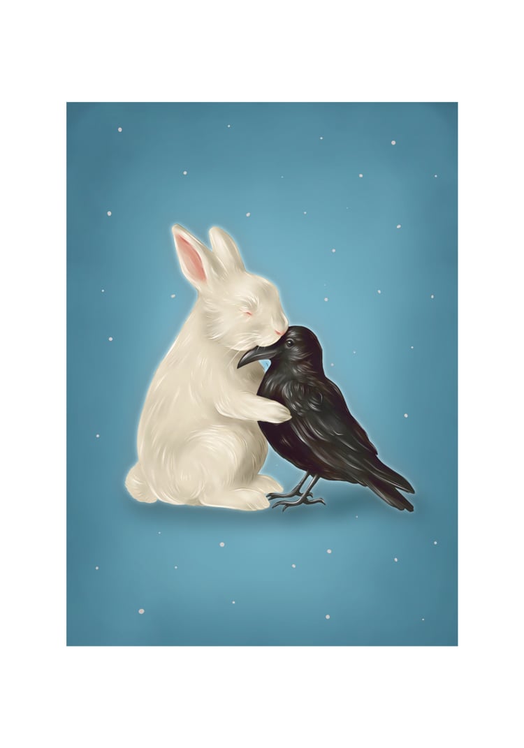 Affiche illustration Maxime June - Love - Rabbit and Raven