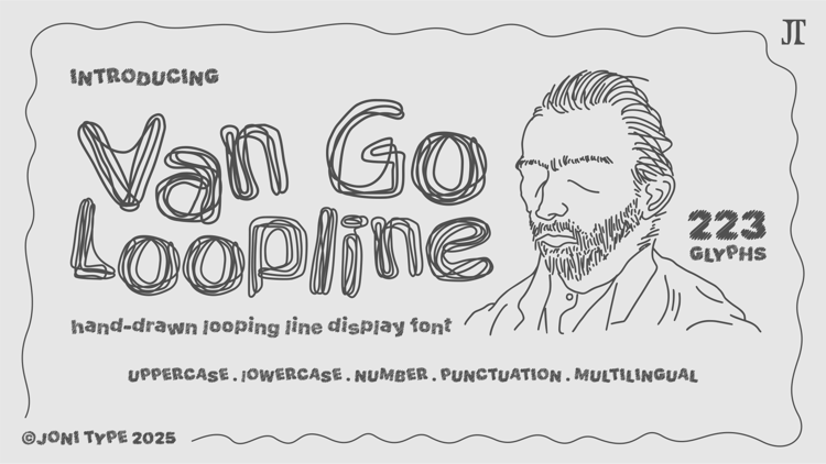Van Go Loopline hand-drawn looping line display font