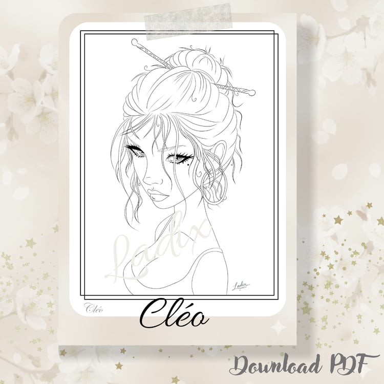 Includes Cleo, coloring page, adult coloring, illustration, PDF, instant download → all strong keywords Etsy shoppers use.