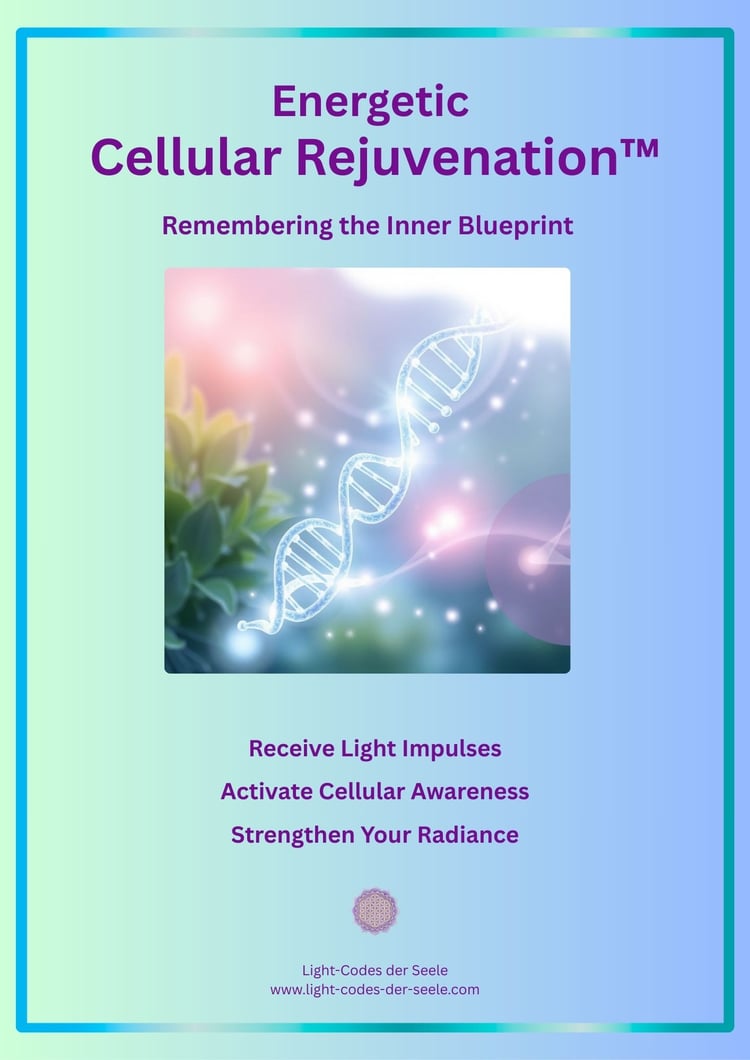 Energetic Cellular Rejuvenation™ cover image featuring a DNA light strand with soft cosmic colors and floral background.