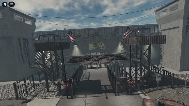 Roblox outbreak map with atmospheric lighting