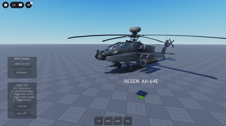 two ah64e pixurf helicopters flying over a roblox military base