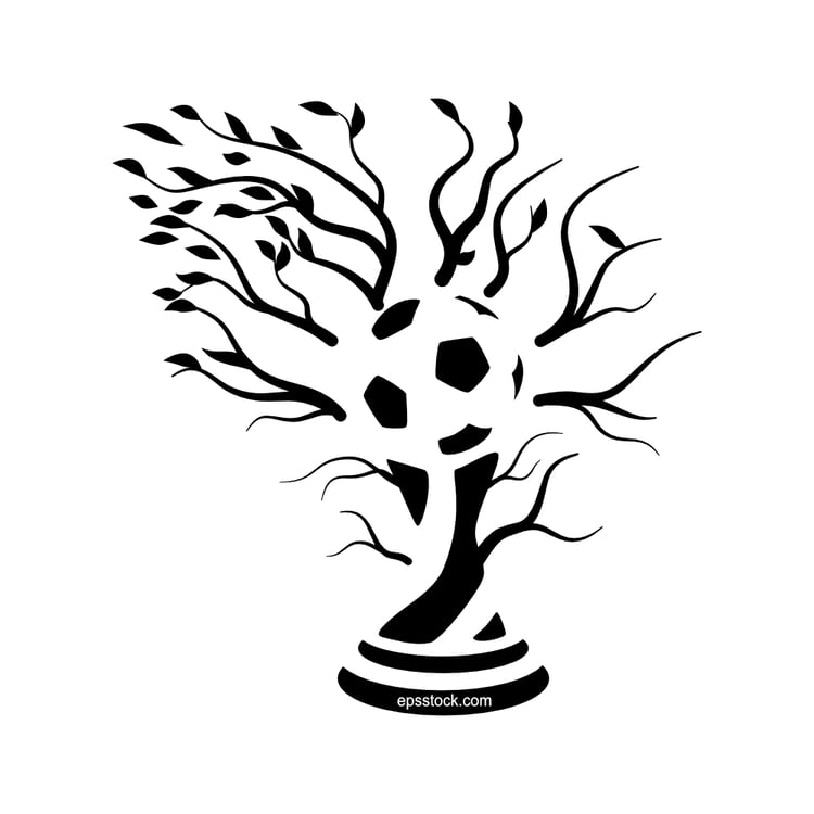 Football ball in tree