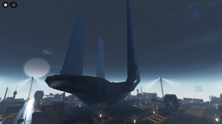 roblox map featuring futuristic landmarks and plazas
