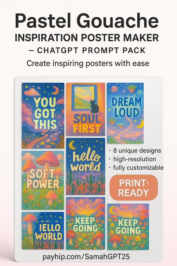 Pastel Gouache Inspiration Poster Maker – ChatGPT Prompt Pack