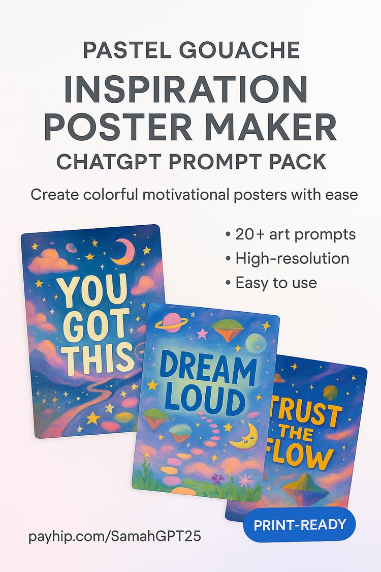 Pastel Gouache Inspiration Poster Maker – ChatGPT Prompt Pack