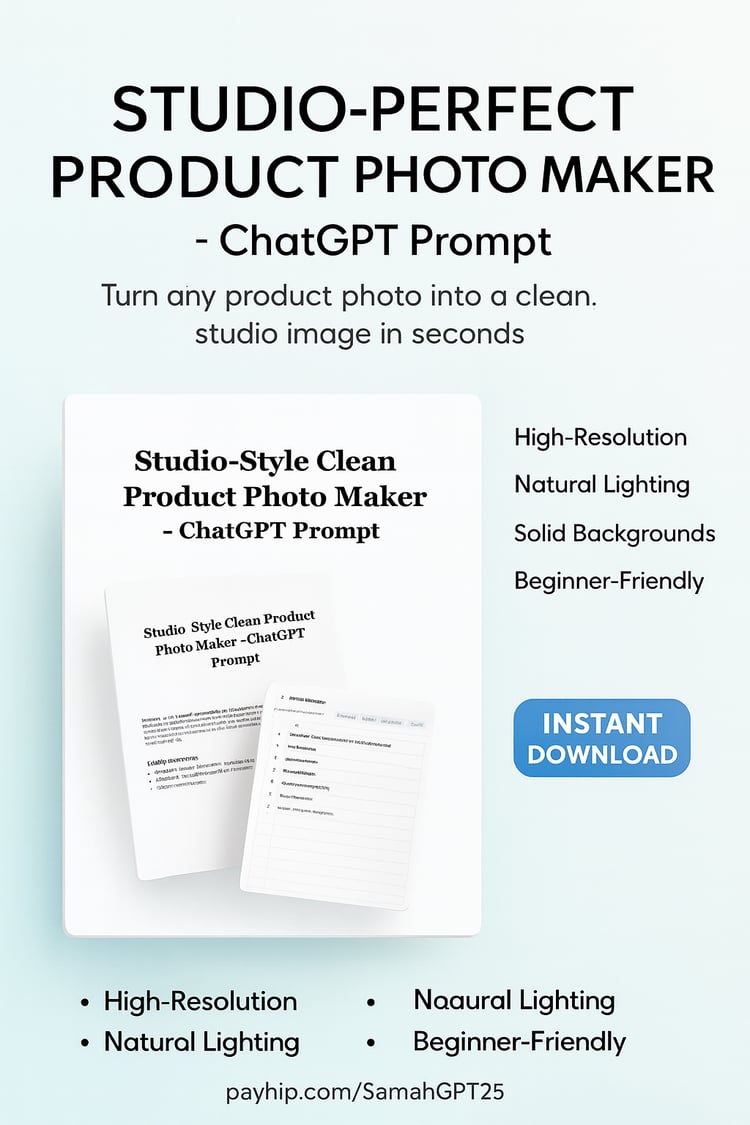 Studio-Perfect Product Photo Maker - ChatGPT Prompt