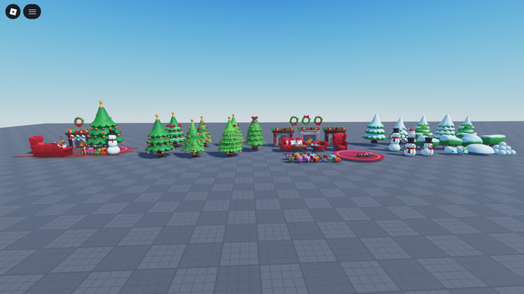 stylized snowmen placed in a snowy roblox environment