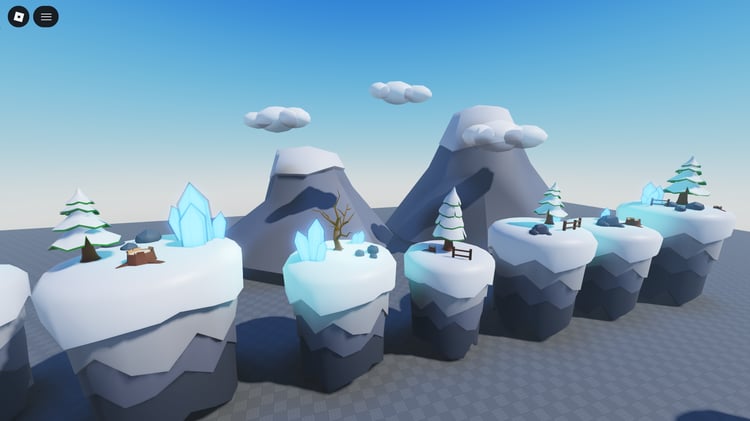 low poly snowy cabin surrounded by winter trees