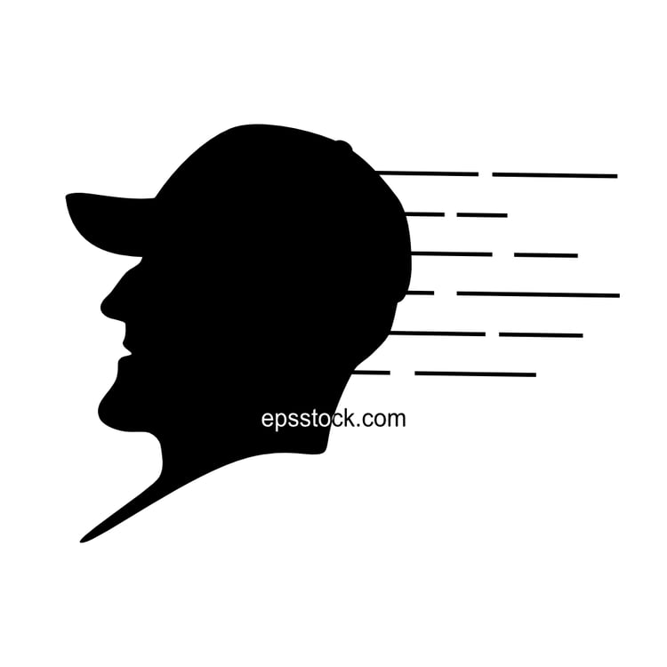 German driver portrait, black isolated silhouette
