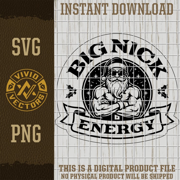 big nick energy funny santa muscular adult christmas svg png holiday humor vector laser engraving leather hat patch design