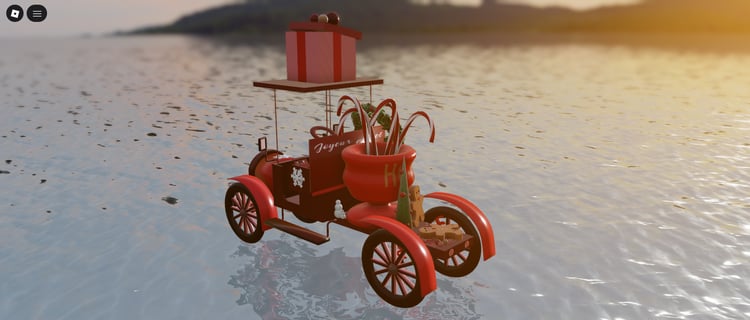 Rear view with presents loaded on the car