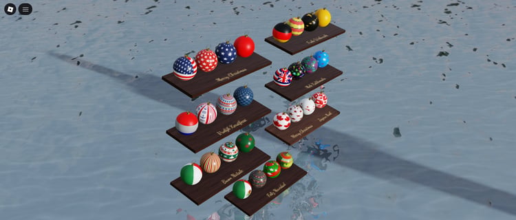 Low poly Christmas tree lampions with country flags