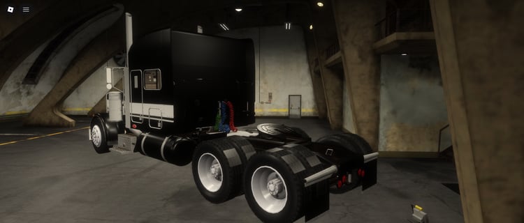 Detailed Peterbilt 379 2005 black semi-truck asset for Roblox