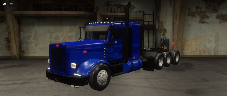 Blue Peterbilt 367 TriDrive drivable Roblox truck model