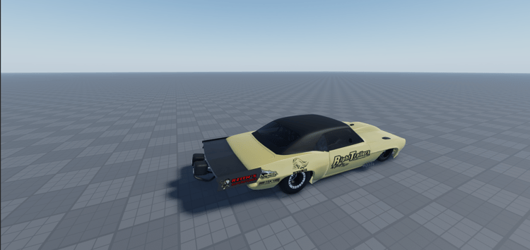 Realistic yellow dragster 3D race car model for games