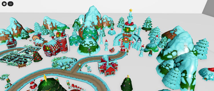 Toon-style winter race track with festive decorations