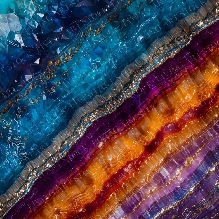 Layered precious stone in vibrant colors