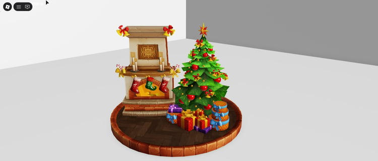 Cozy Christmas fireplace with warm lighting