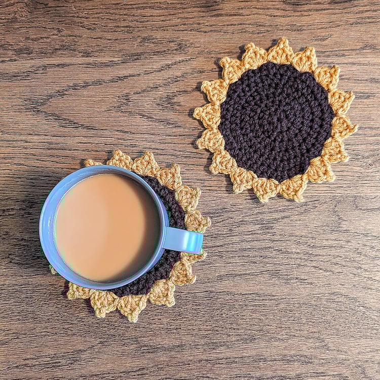 Sunflower Coaster with Coffee