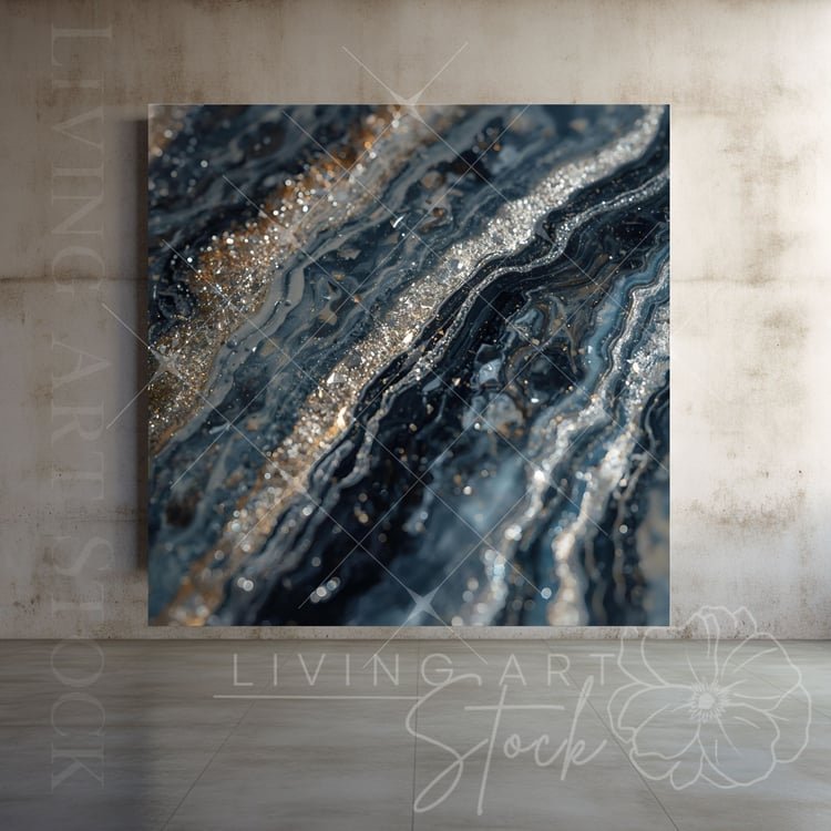 Charcoal Grey and Glitter Marble Printable Art