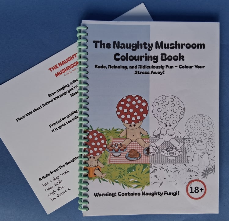 The Naughty Mushroom adult colouring book – cheeky mushroom illustrations for adults