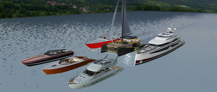 Pack of six fully scripted luxury boats with realistic water handling and design