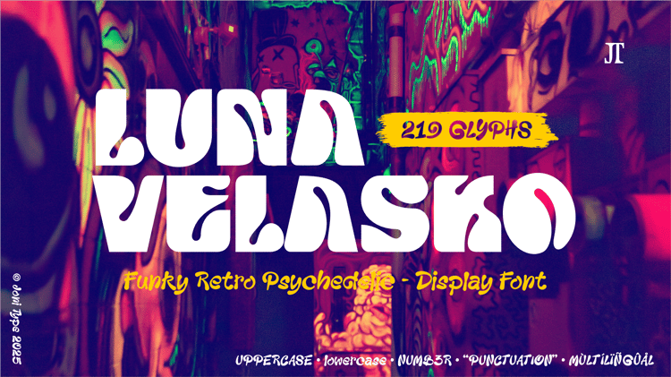 LUNA VELASKO - Funky retro psychedelic display font