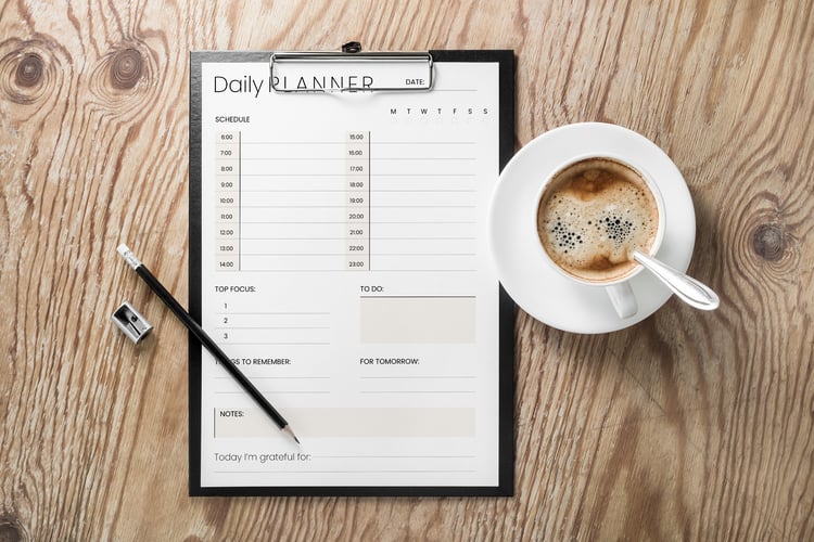 Daily planner PDF with schedule, priorities, and notes sections