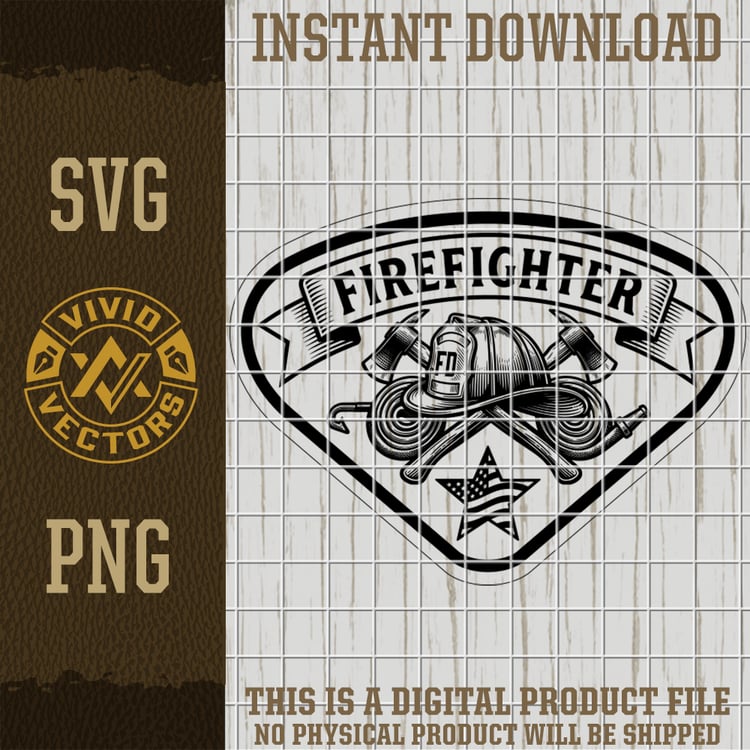 firefighter fireman svg png crossed axes helmet patriotic us flag badge vector laser engraving cut file for hats shirts patches