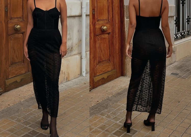 Bustier, vestido, falda, corset, encaje, valentina