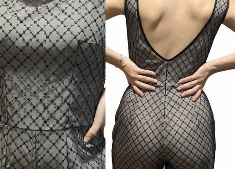 encaje, enterizo, mono, ropa, patronaje, valentina