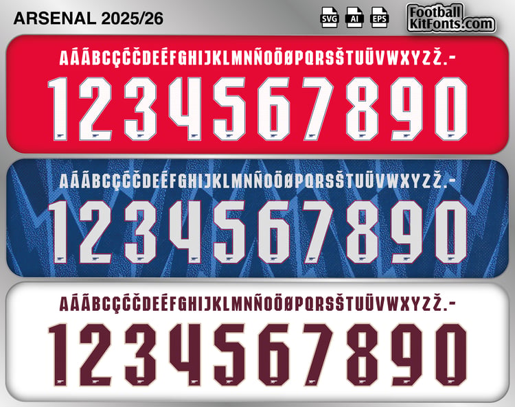 O2 Arsenal Font Arsenal 2024-25 Vector Font