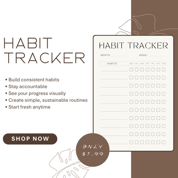 Undated habit tracker layout for daily habit tracking
