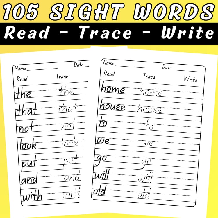 105 sight words worksheets for first grade students and teachers
