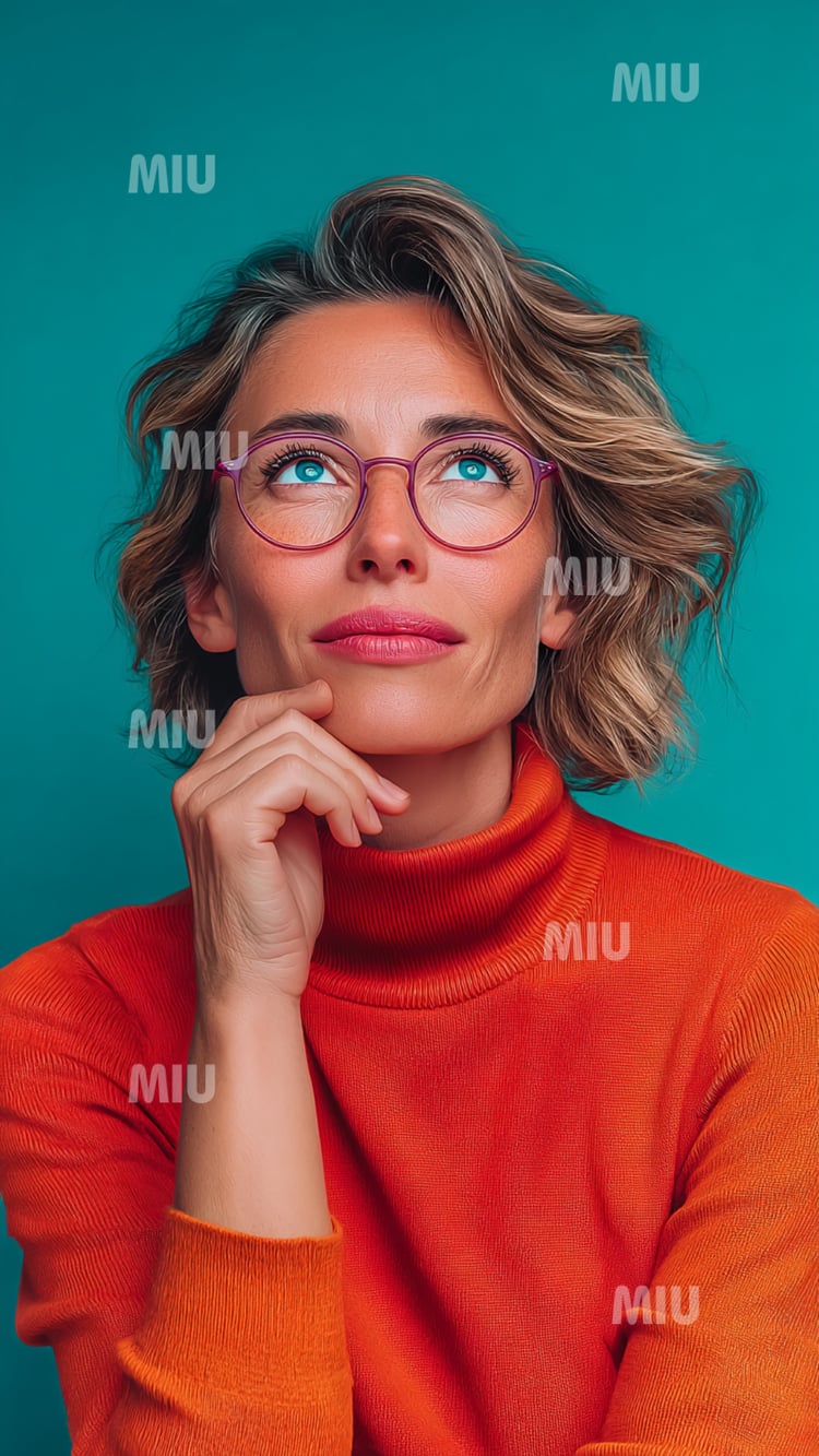 Portrait d’une femme entrepreneuse en réflexion stratégique, incarnant la clarté mentale, la vision et la prise de décision.