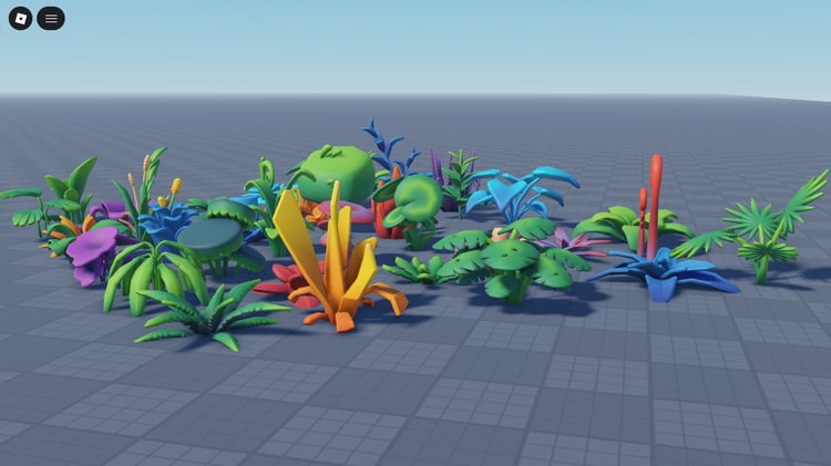Stylized foliage assets for Roblox maps